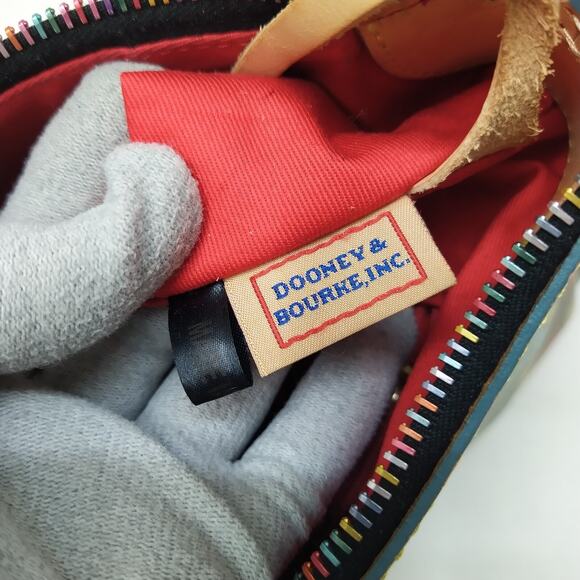 Dooney & Bourke Multicolor Bees Coated Canvas Leather Trim Hobo Shoulder Bag - Picture 13 of 16